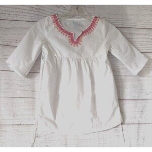 Calypso St. Barth Girls Dress White Embroidered 100% Cotton Long Sleeve Size 6